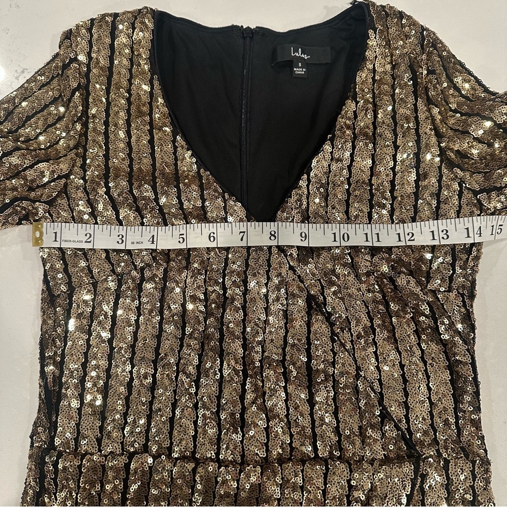Lulu's Party Starts Now Shimmering Gold Sequin Long Sleeve Dress - Picture 10 of 11